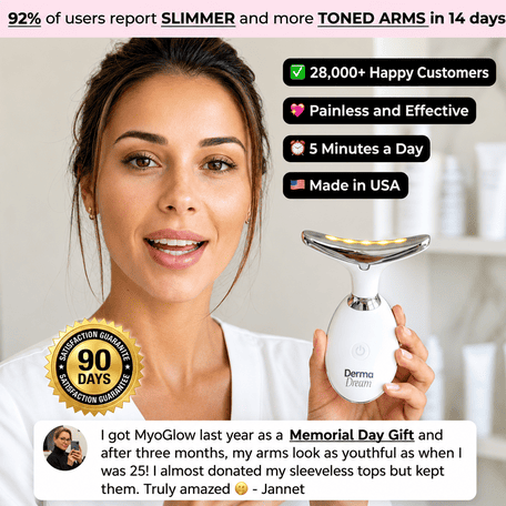 Woman holding a Derma Dream skincare device